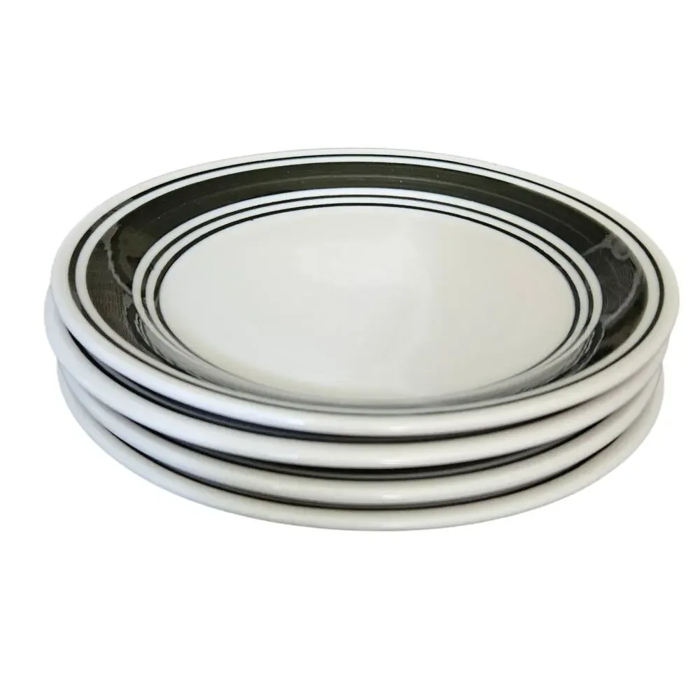 Mainstays Home Black & White Side Plates Set of 4 Round Stoneware Dinnerware